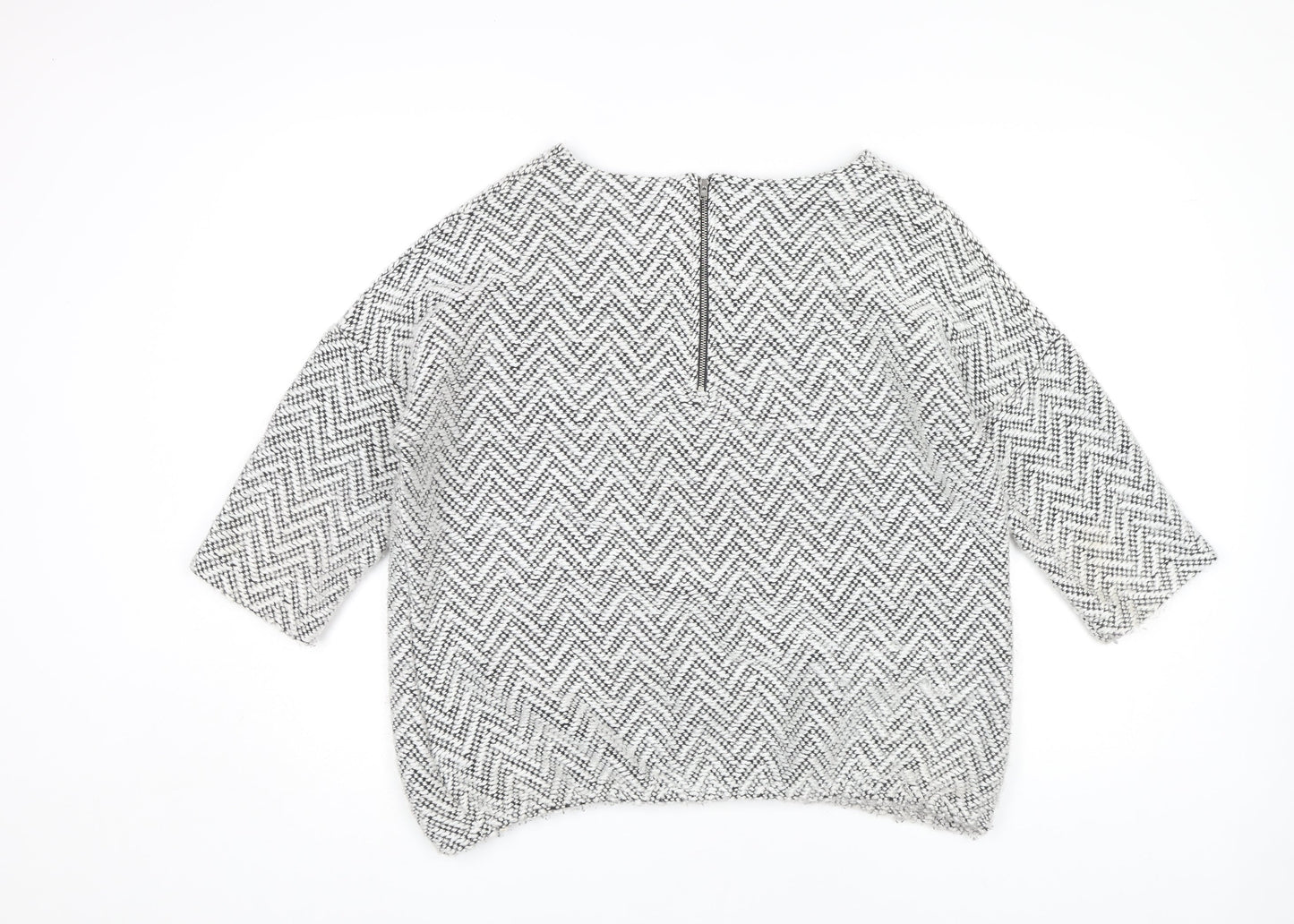 Next Women's Grey Geometric Chunky Knit Jumper Size 14