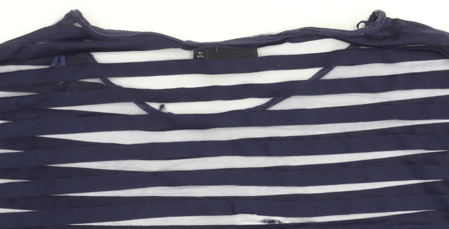 Next Women's Blue Striped T-Shirt - Size 8 - Chic Casual Staple