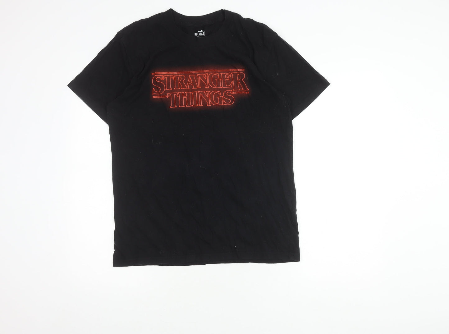 Hollister Men's Black Stranger Things Graphic T-Shirt S