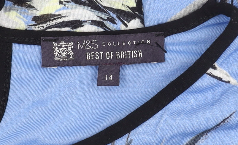 Marks and Spencer Blue Floral Women's Dress Size 14
