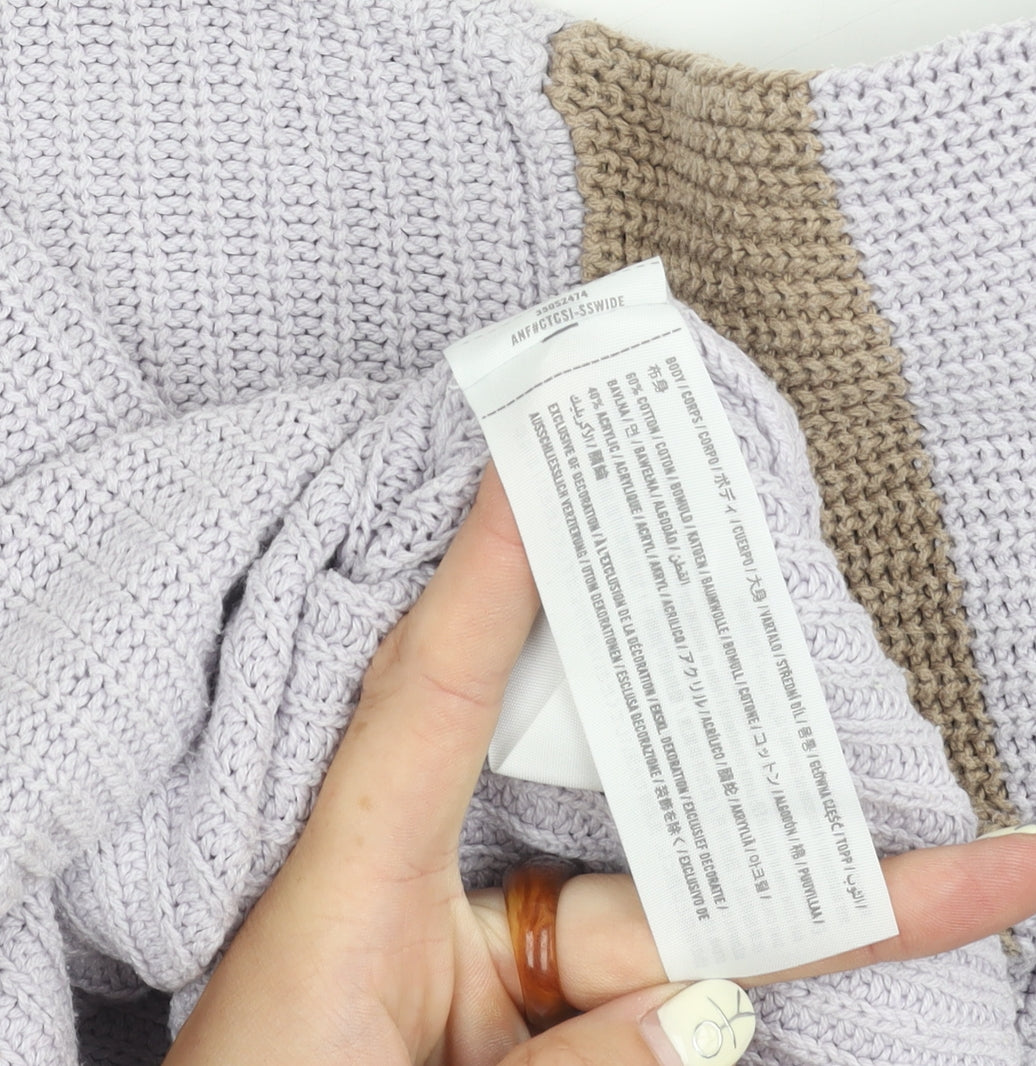 Hollister Women's Multicoloured Striped Pullover Jumper - Size S