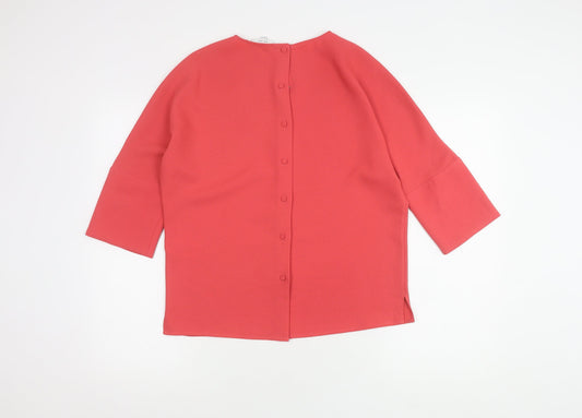 Reiss Women's Red 3/4 Sleeve Button Top Size 6