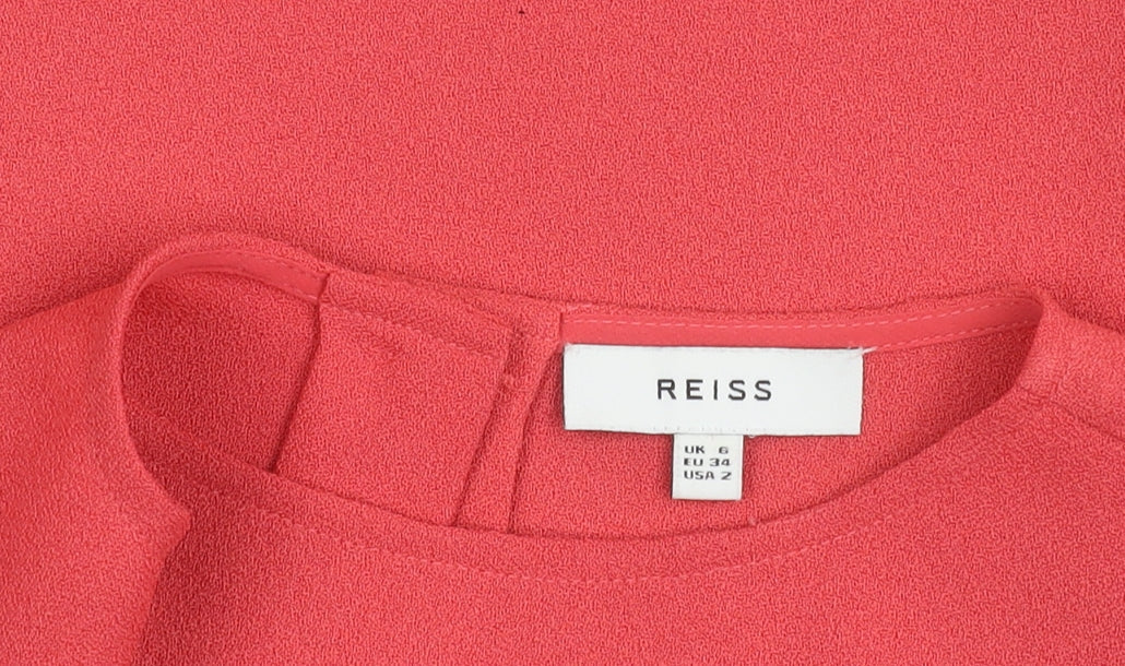 Reiss Women's Red 3/4 Sleeve Button Top Size 6