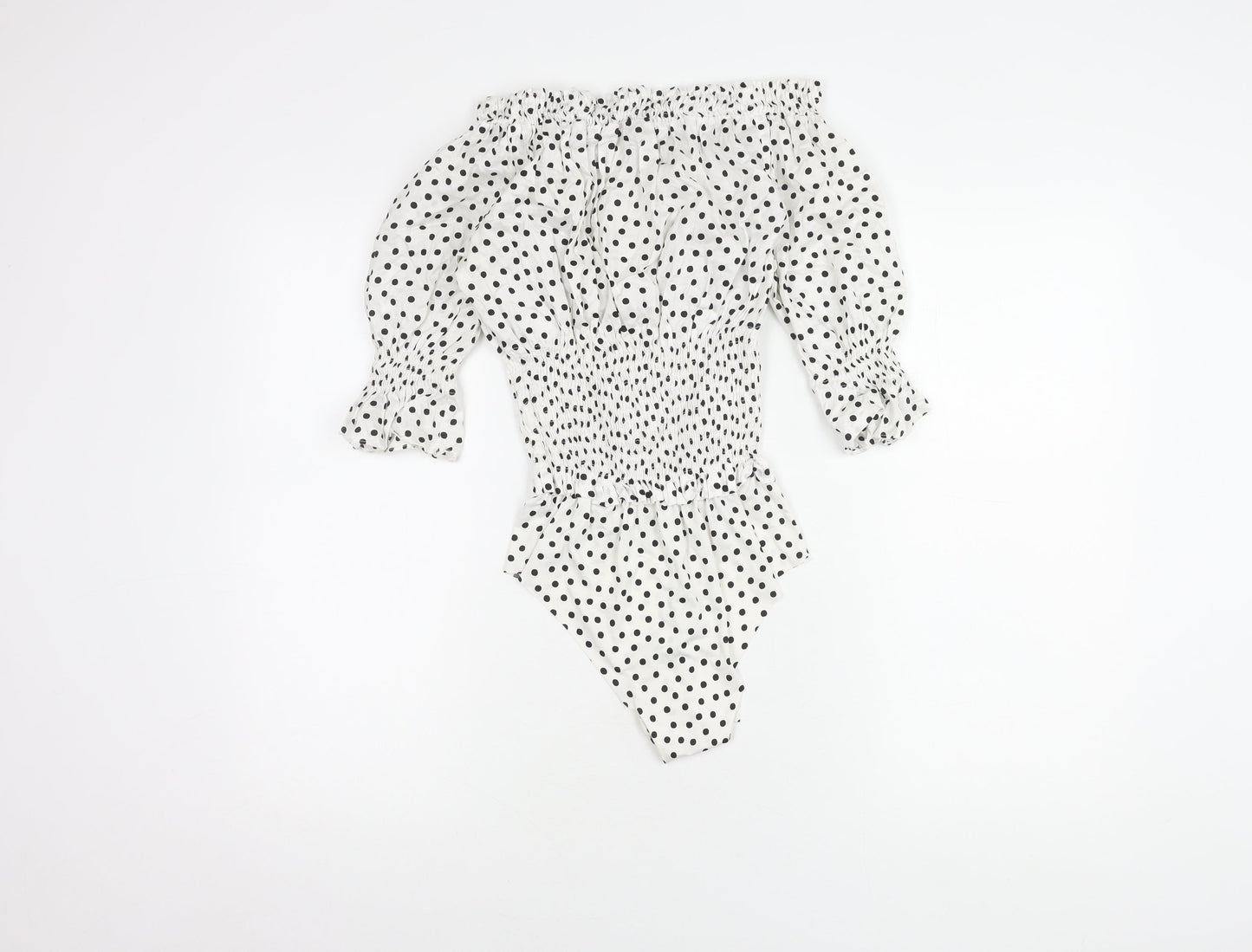 Zara Women White Polka Dot Bodysuit Size 12