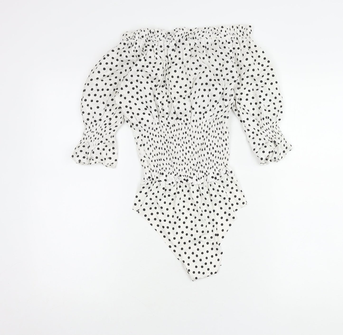 Zara Women White Polka Dot Bodysuit Size 12