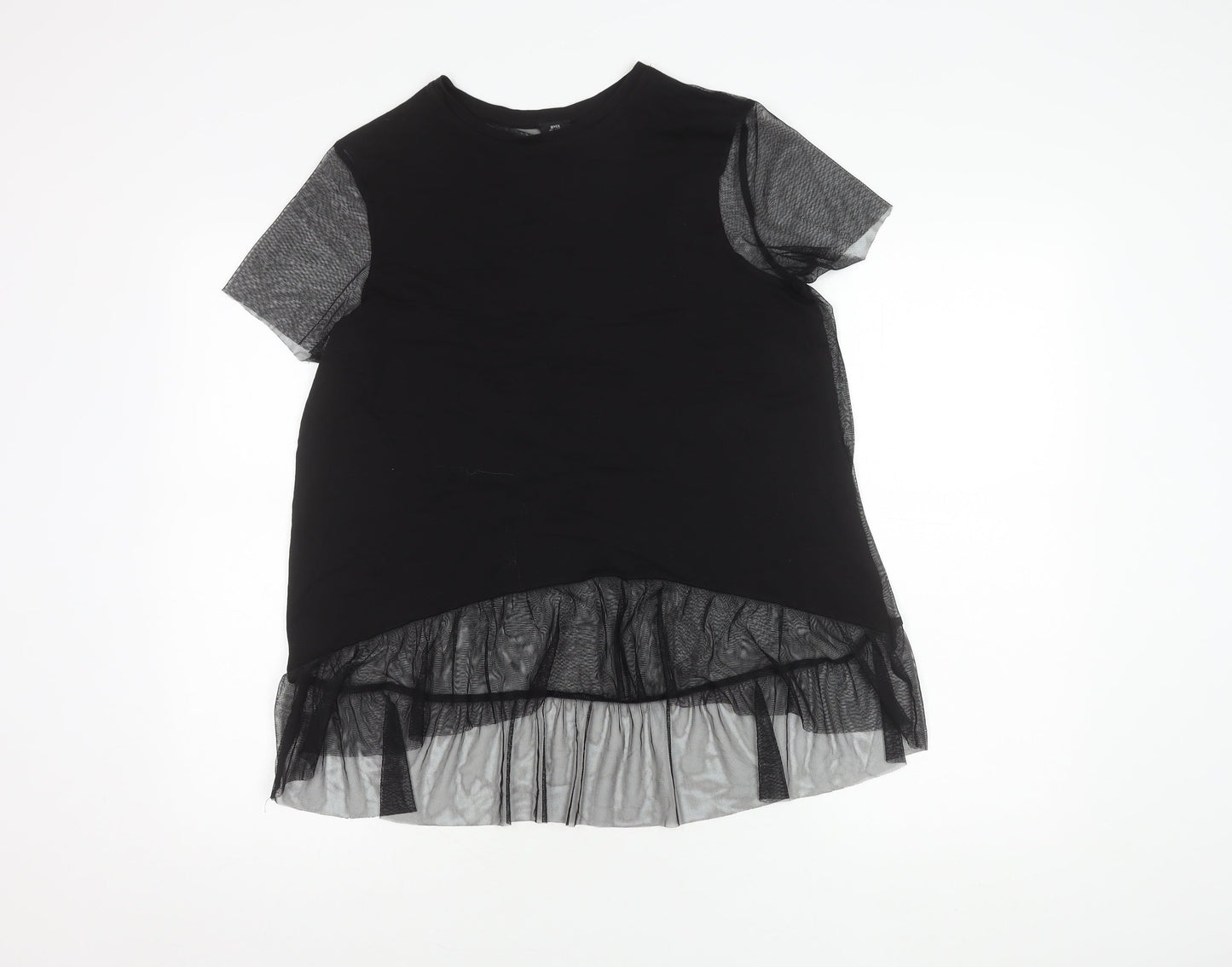 River Island Women's Black Mesh Short Sleeve Top Size 8