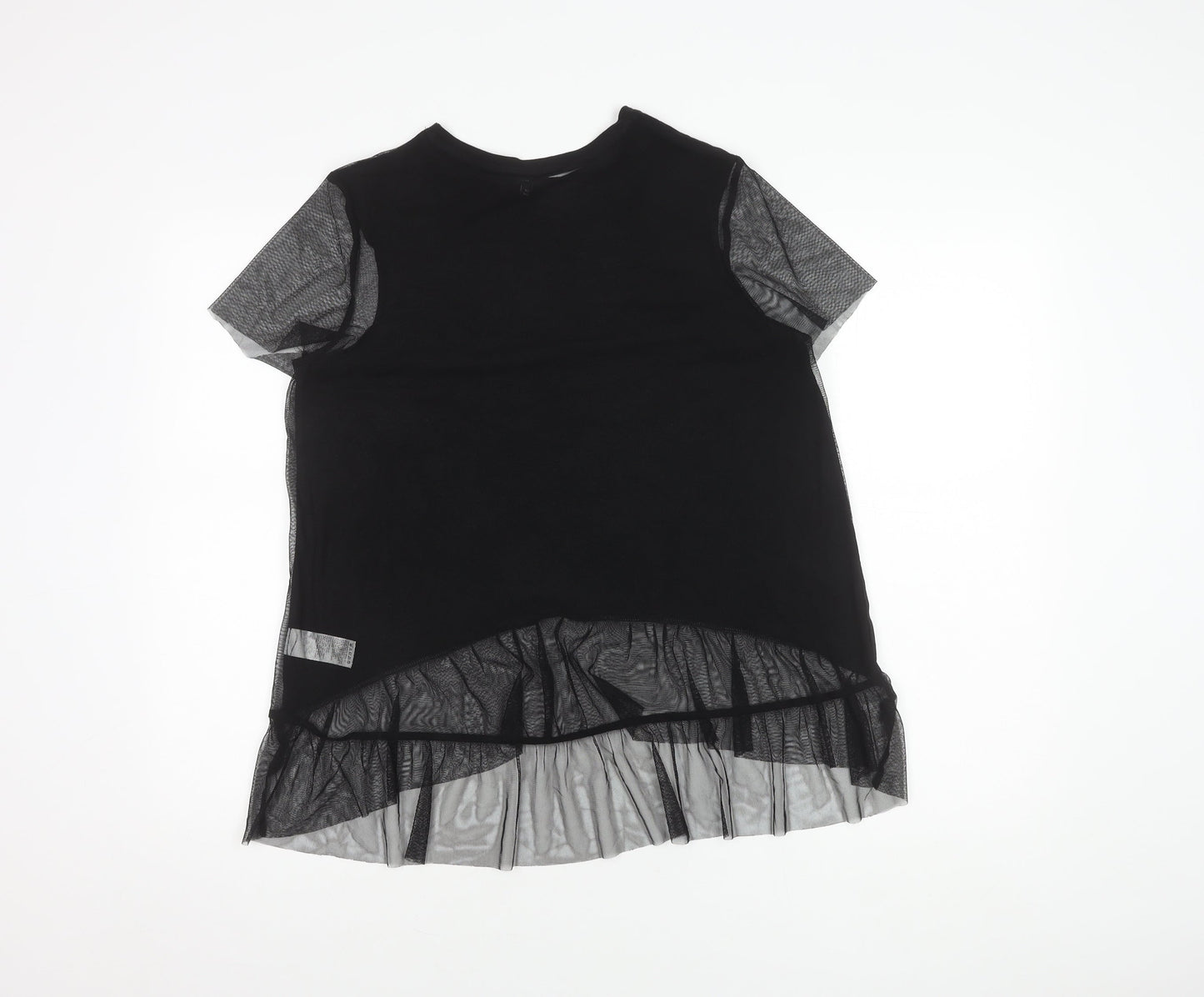 River Island Women's Black Mesh Short Sleeve Top Size 8