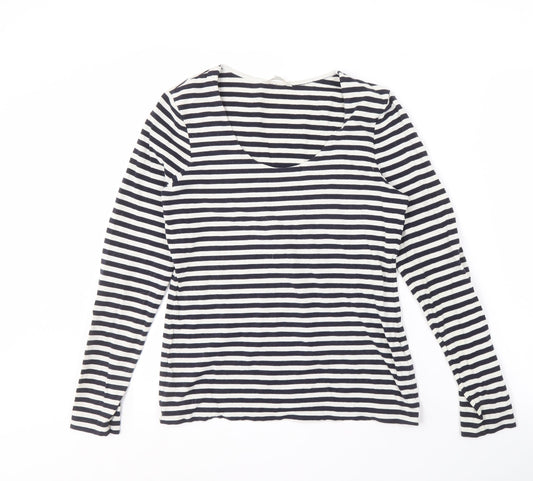 Kew Women's Black Striped Scoop Neck T-Shirt M