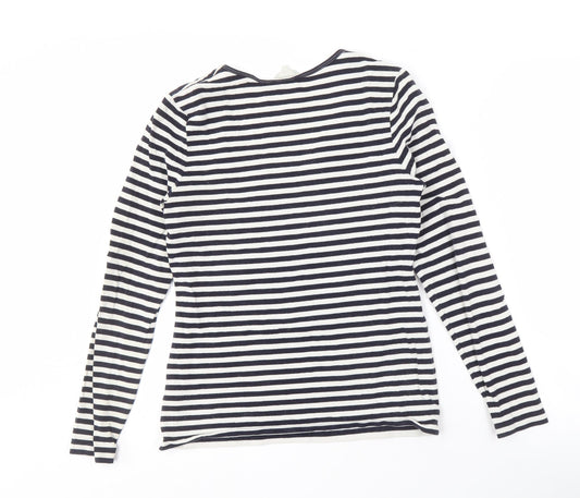 Kew Women's Black Striped Scoop Neck T-Shirt M