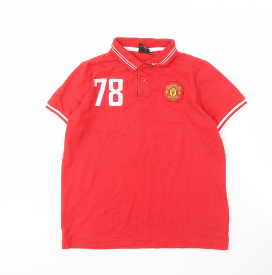 Manchester United Boys Red XL Polo Shirt with Logo
