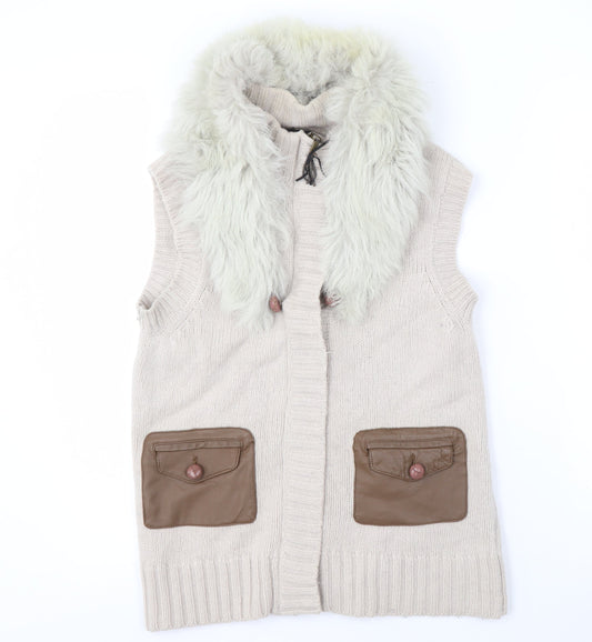 Massimo Dutti Women's Beige Wool Yak Vest XL