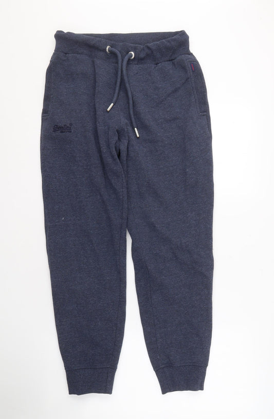 Superdry Men's Blue Joggers - M, Elastic Waist, Gym Trousers