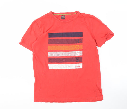 BOSS Men's Red Graphic Print T-Shirt Size M