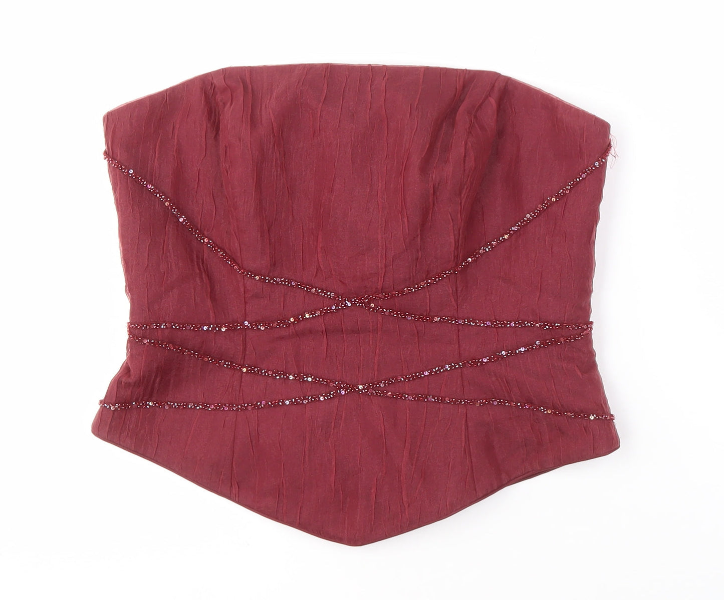 Veromia Bridesmaid Red Beaded, Strapless Top Size 14 Women