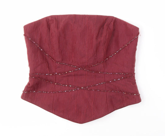 Veromia Bridesmaid Red Beaded, Strapless Top Size 14 Women