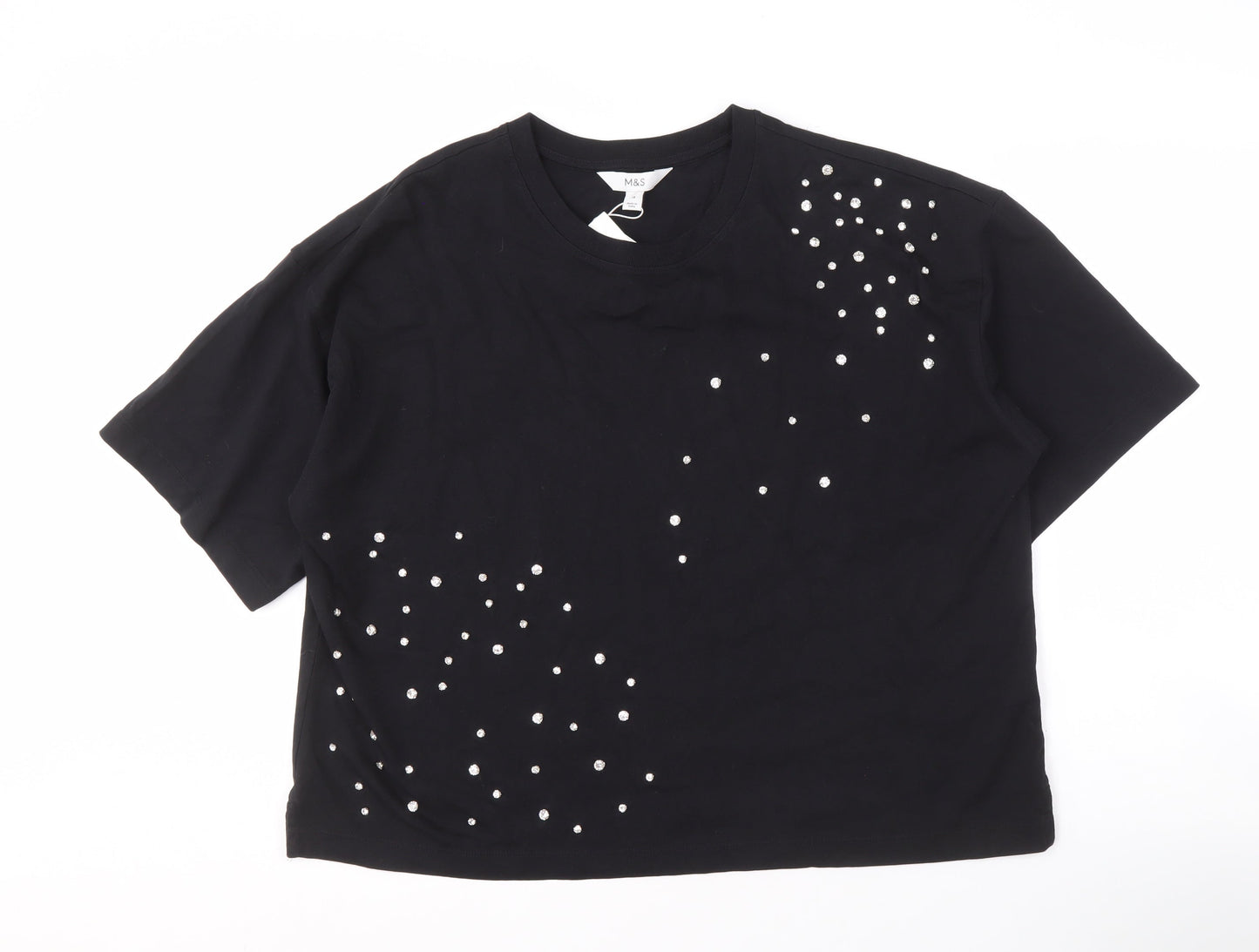 Marks and Spencer Women's Black Rhinestone T-Shirt