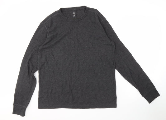 GAP Men's Grey Crew Neck Long Sleeve Shirt M