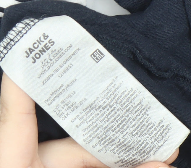 Jack & Jones Men's Blue XL Striped T-Shirt