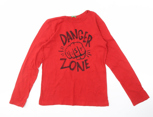 Benetton Boys Red Graphic Long Sleeve T-Shirt 3XL 13-14 Years