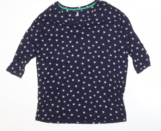 Joules Women's Blue Floral Blouse UK 12 3/4 Sleeve