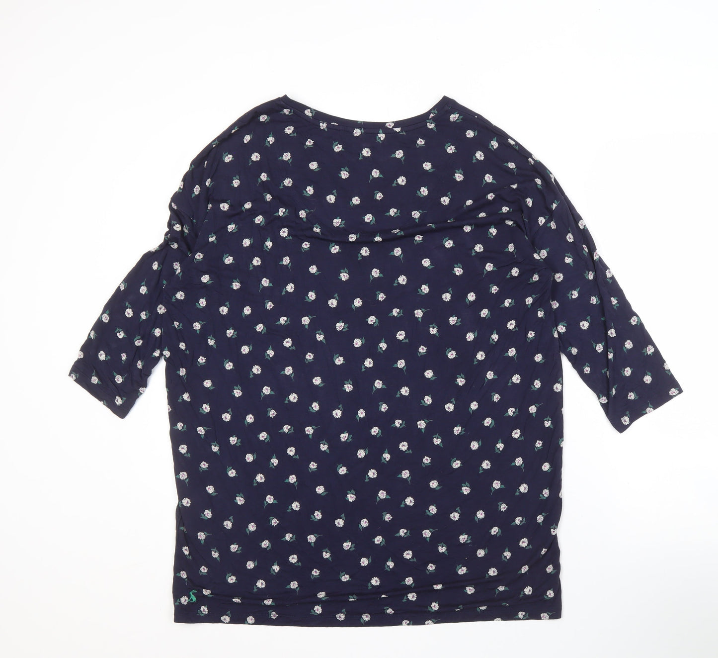 Joules Women's Blue Floral Blouse UK 12 3/4 Sleeve