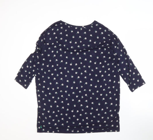 Joules Women's Blue Floral Blouse UK 12 3/4 Sleeve