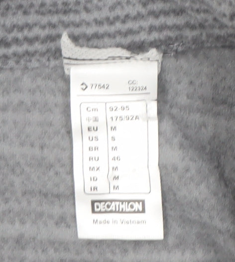 Decathlon Men's Grey Striped Zip Sweatshirt M