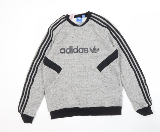 Adidas Teens Grey Pullover Sweatshirt Logo