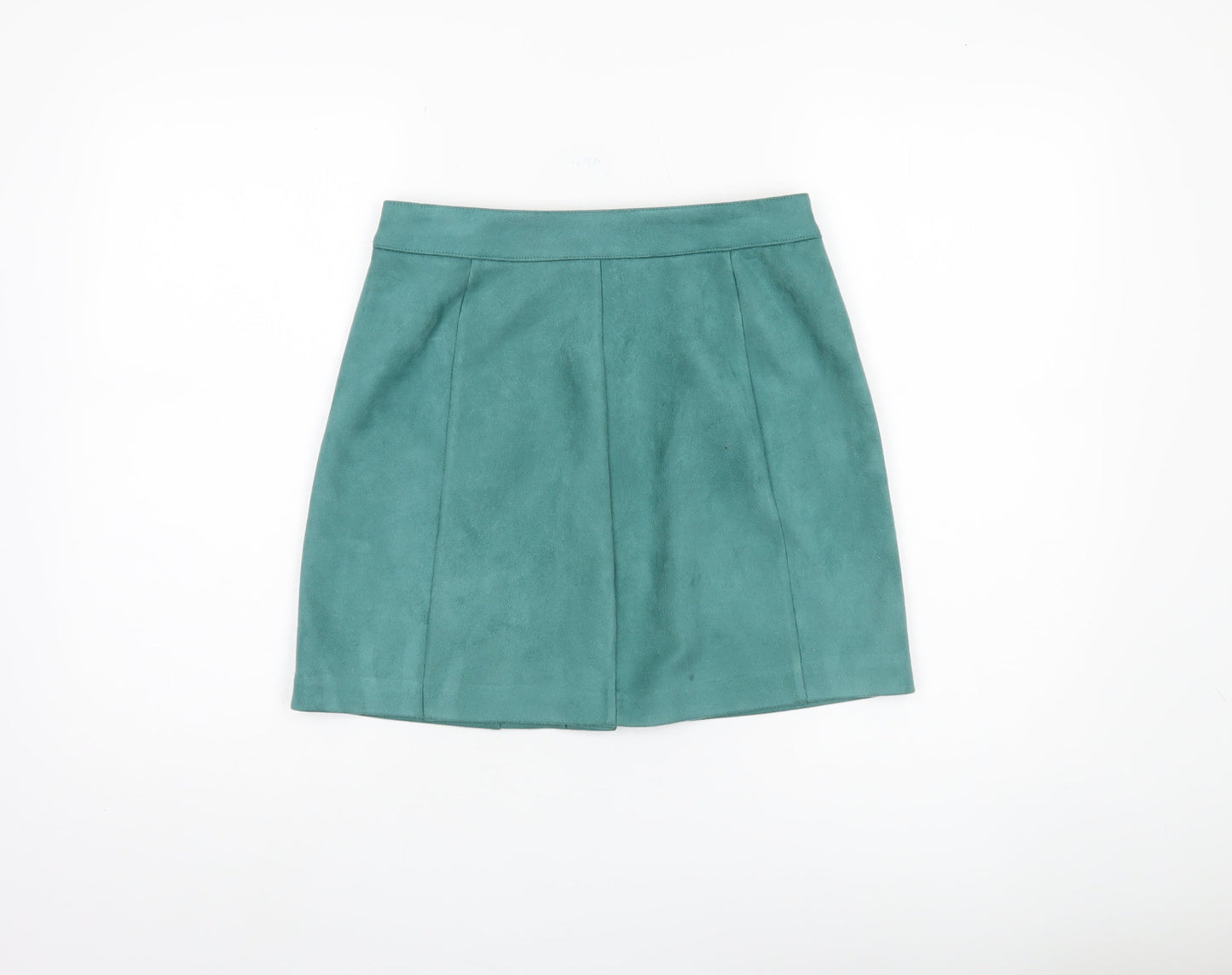Stradivarius Women's Blue Short Button Skirt - Size 8