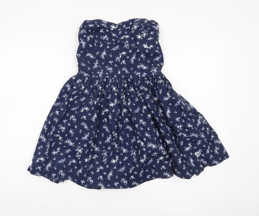 Superdry Women's Blue Floral A-Line Dress Size 12