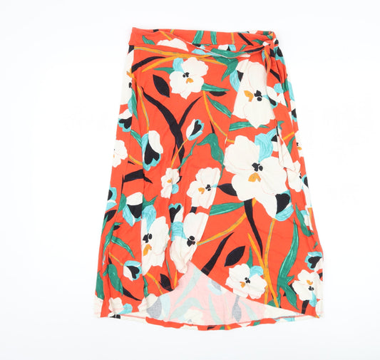 Rachel Zoe Women's Orange Wrap Skirt Floral S