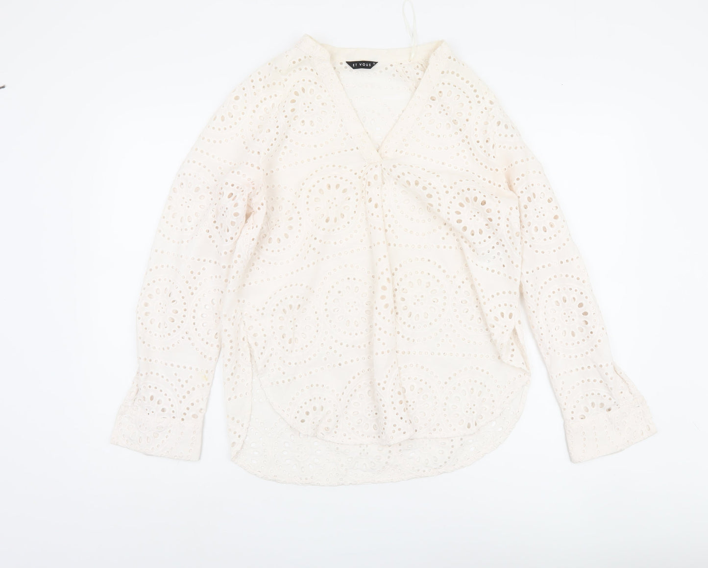ET VOUS Women's White Blouse Size 12 Long Sleeve