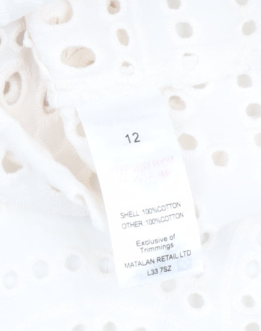ET VOUS Women's White Blouse Size 12 Long Sleeve