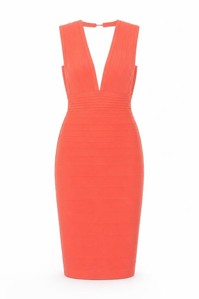 Front view of ASOS Women's Red Bodycon Dress XS V-Neck Party