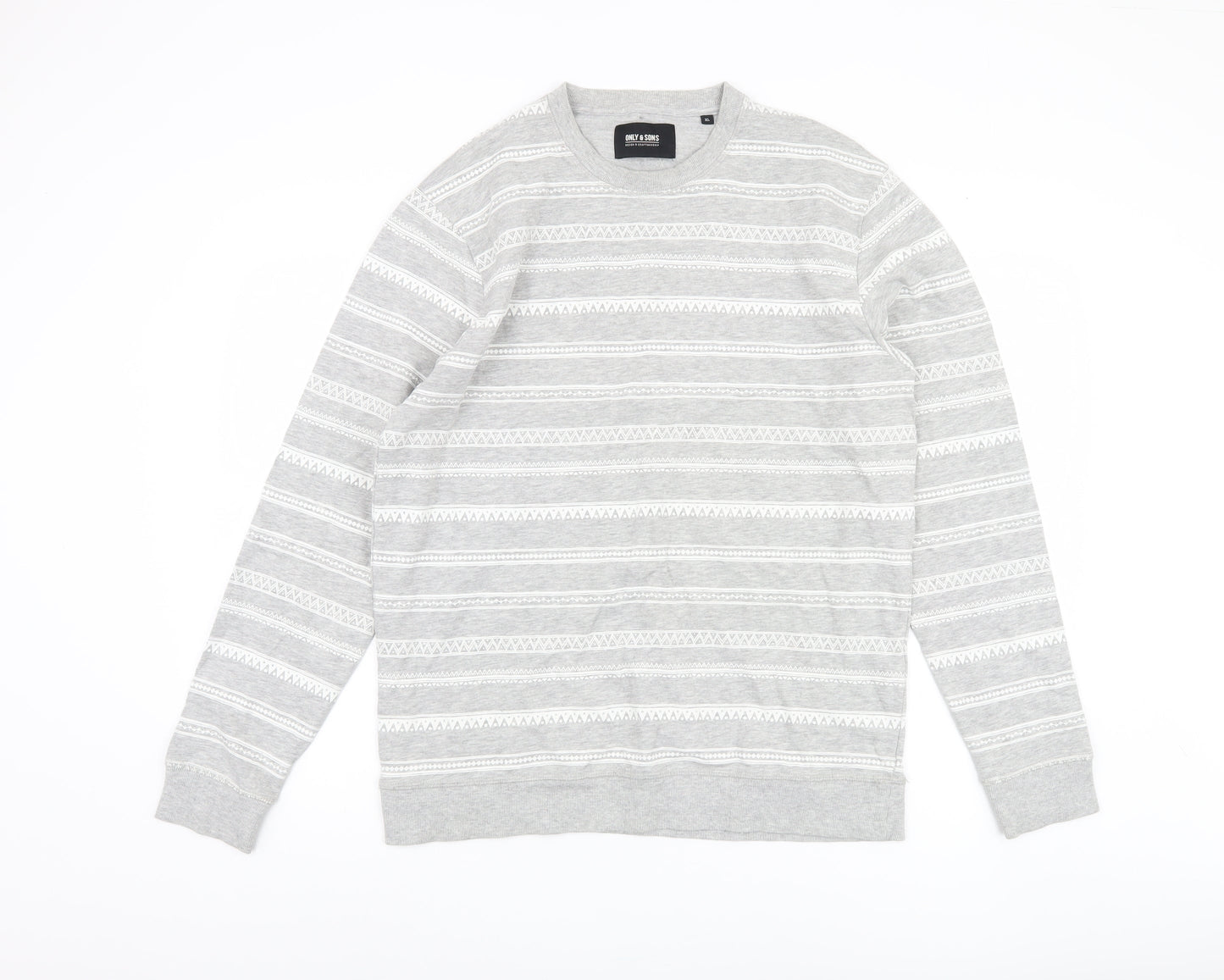 ONLY & SONS Grey XL Geometric Sweatshirt Men