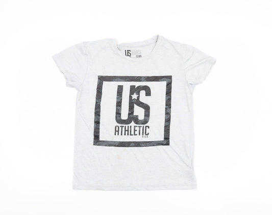 US Athletic Boys' Grey T-Shirt, 13 Years, Graphic Style