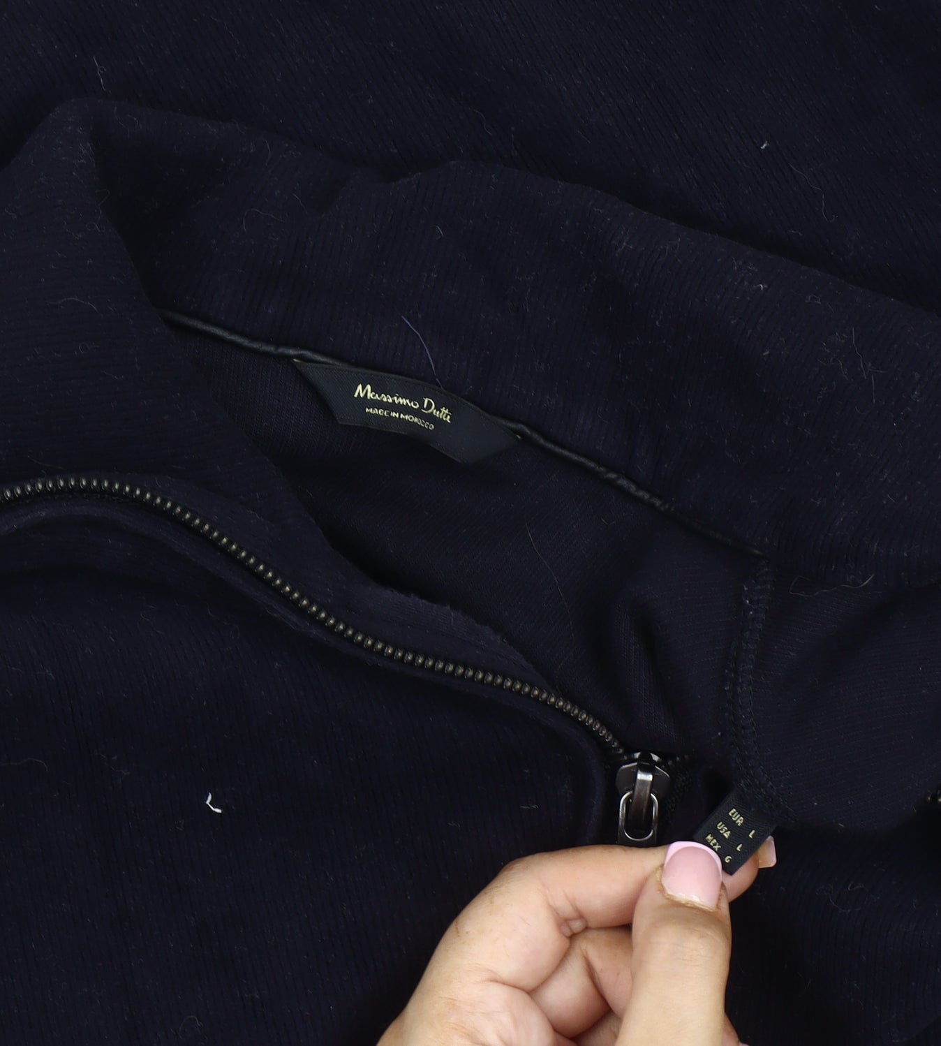 Unisex Adults UK M Regular Massimo Dutti Black Full Zip Sweatshirt