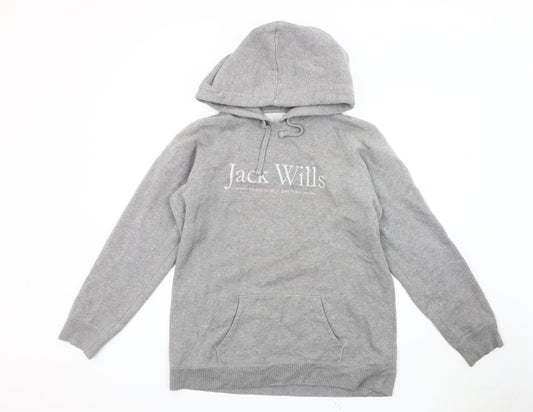 Jack Wills Women's Grey Pullover Hoodie, Size 14