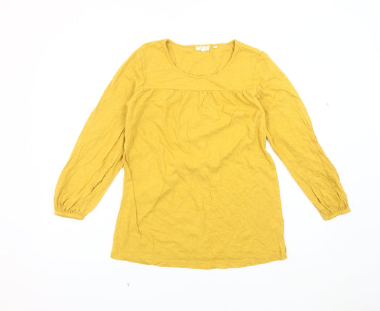 Fat Face Women's Yellow Blouse UK 8, Long Sleeve, Cotton/Linen