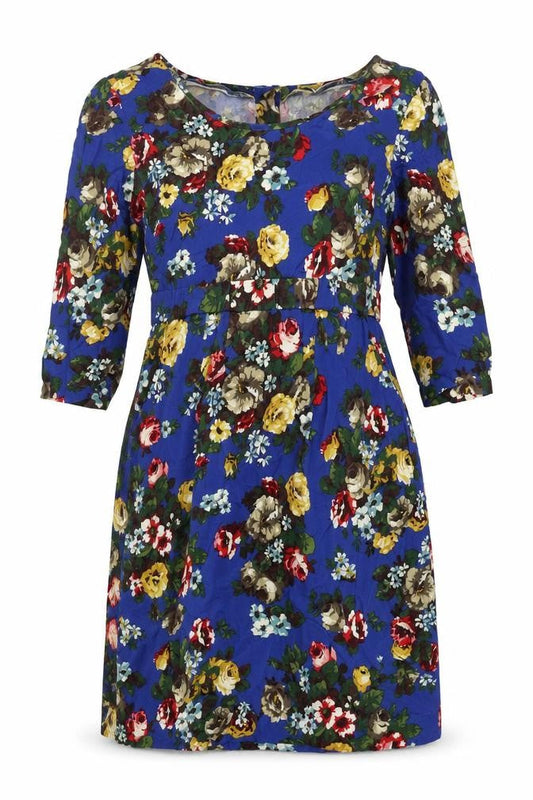 Joules Women's Blue Floral Knee-Length A-Line Dress
