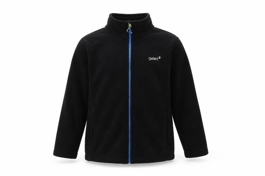 Front view of Gelert boys’ black fleece jacket 13 years full zip casual