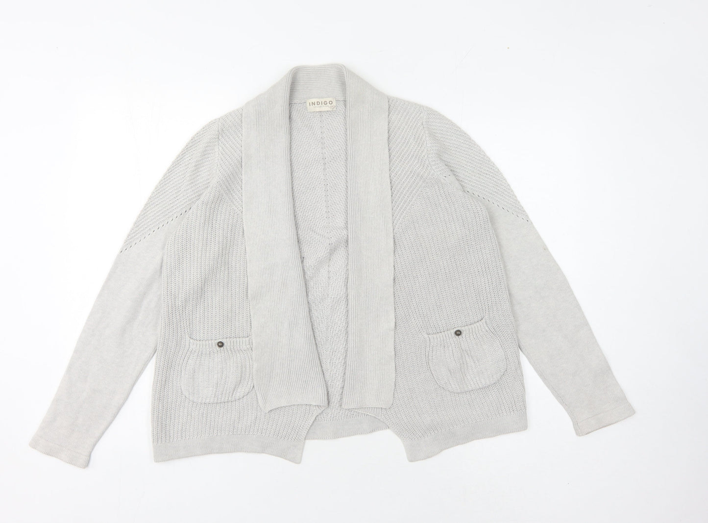 Marks and Spencer Women's Grey Knit Open Front Cardigan, Size 12