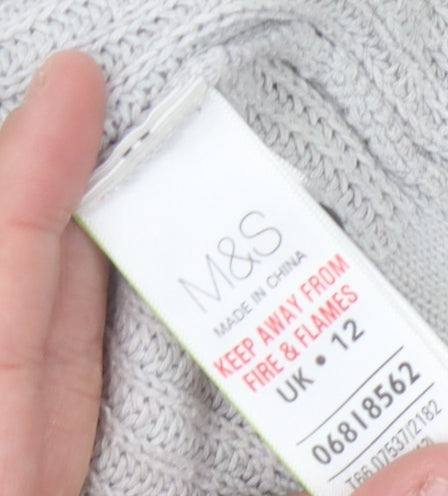 Marks and Spencer Women's Grey Knit Open Front Cardigan, Size 12
