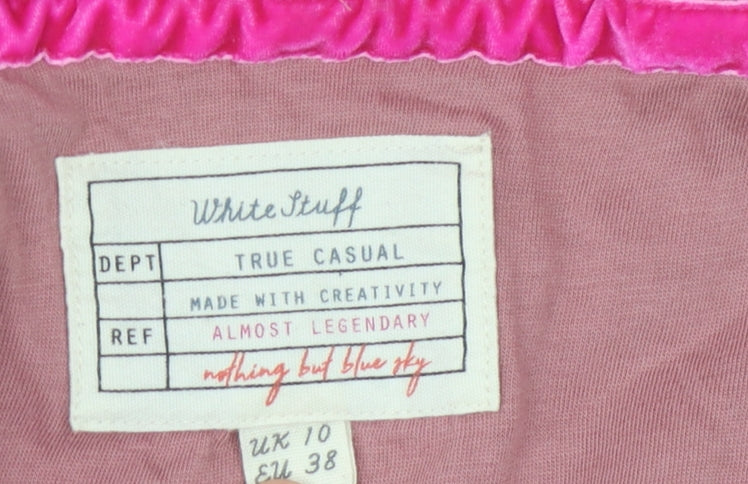 White Stuff Women's Pink Star Print Full Zip Hoodie Size M