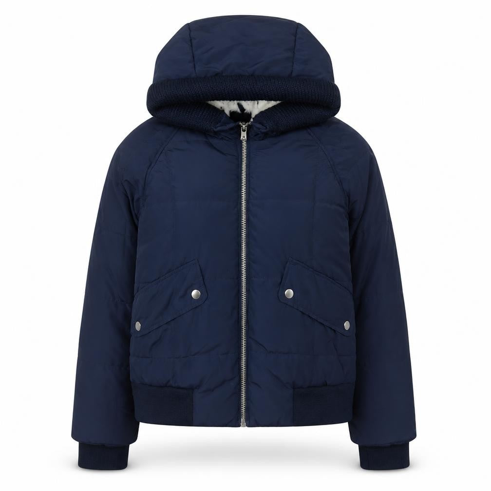 Front view of ASOS Women's Blue Puffer Jacket, size 8