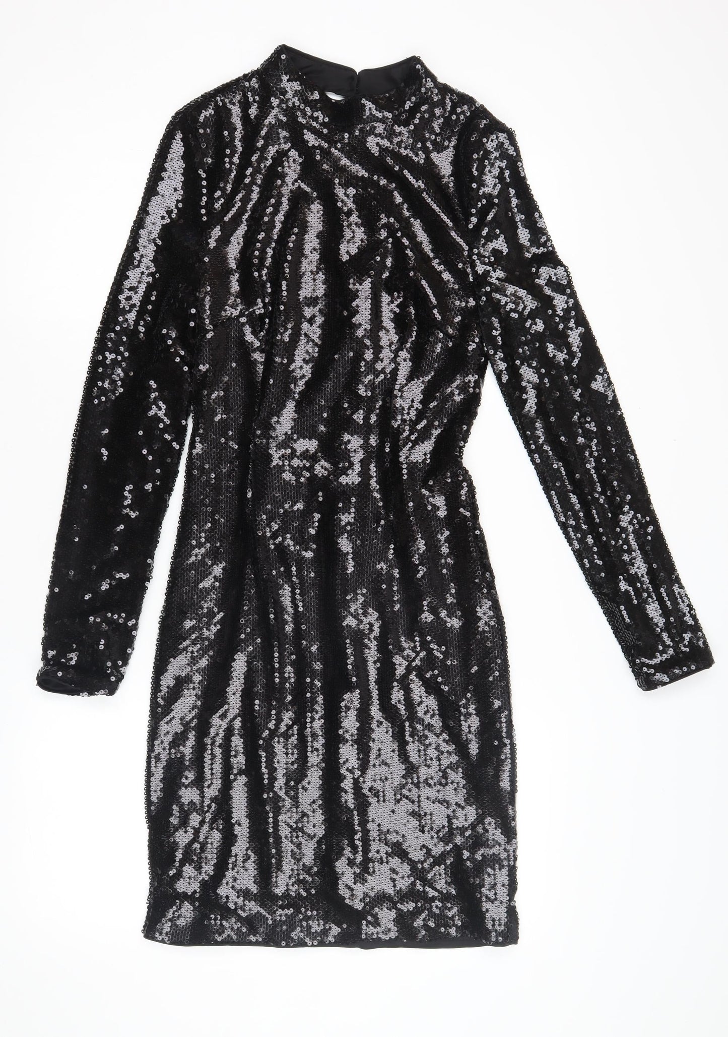 Marks and Spencer Black Sequin Long Sleeve Dress - Size 6