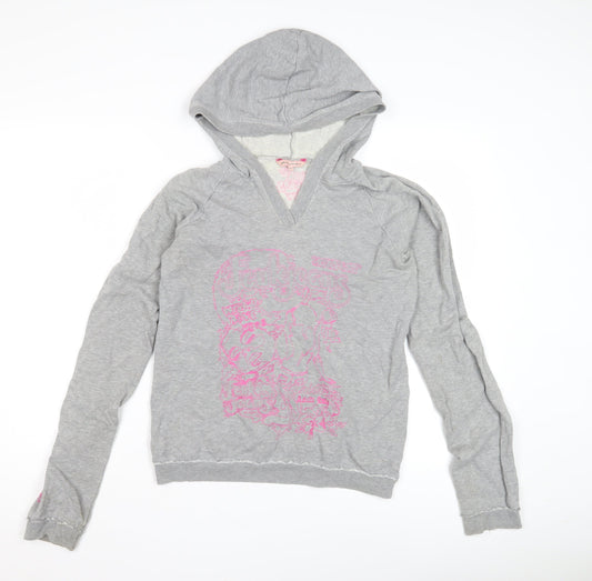 FCUK Jeans Women's Grey Hooded Pullover Hoodie, Size S