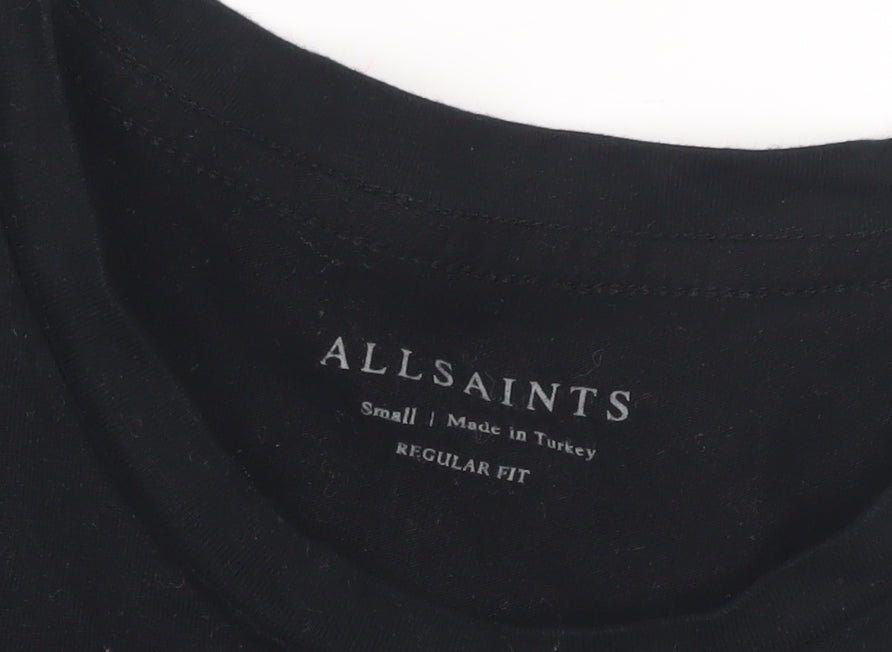 AllSaints Men’s Black Regular Fit Crew Neck T-Shirt S