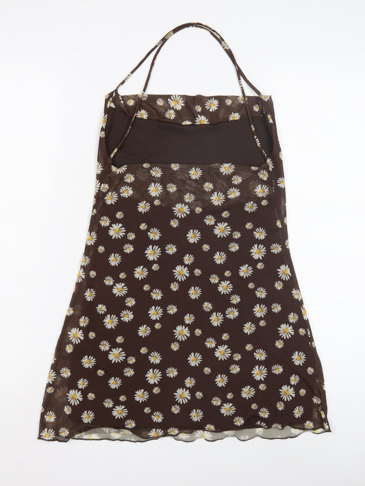Pull & Bear Women's Brown Floral Camisole Tank Top
