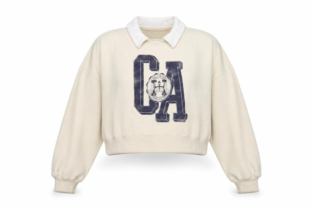Womens UK M Regular Hollister White Pullover Sweatshirt